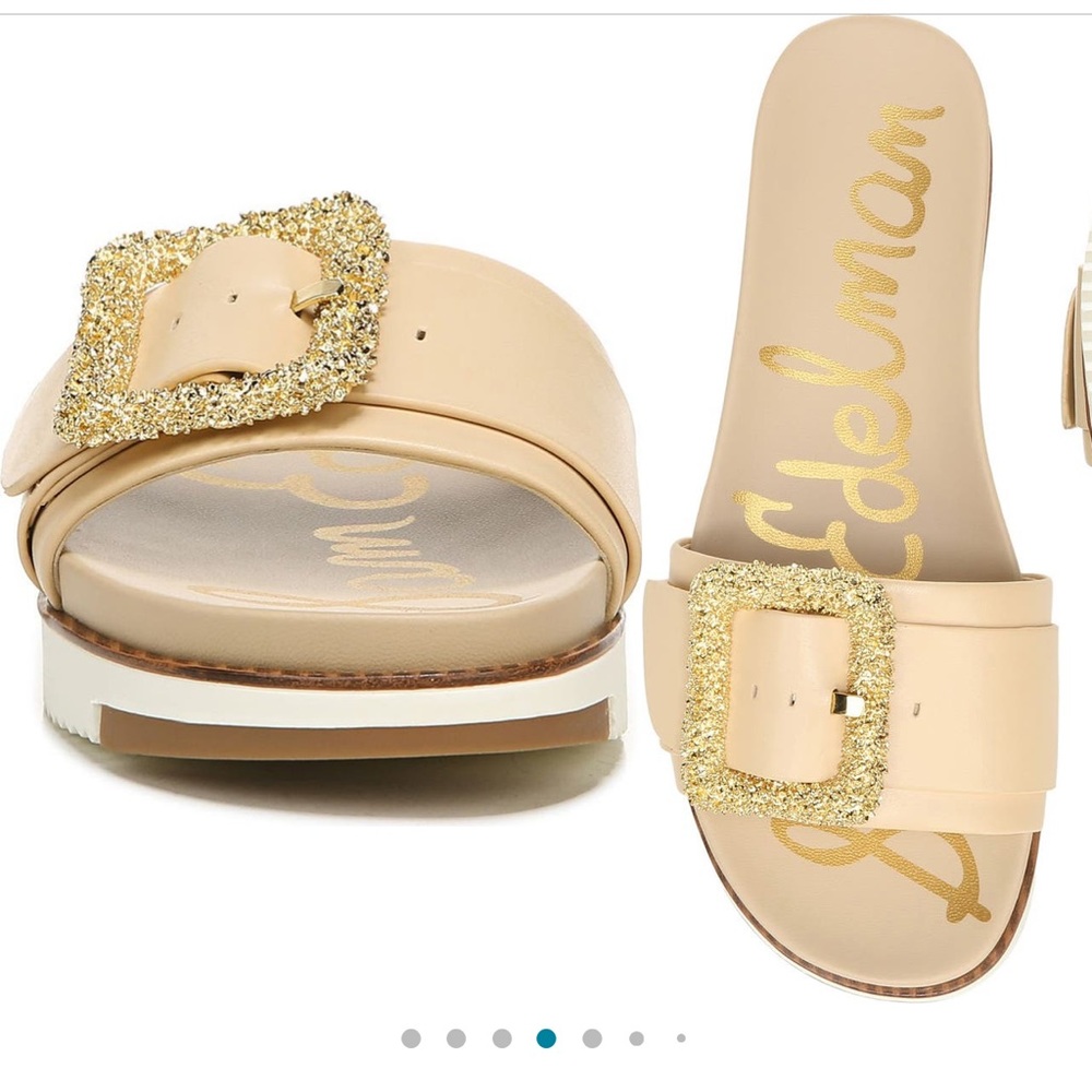 Sam Edelman New NIB Ariane platform slide sandals in 7.5 7 1/2 natural sand